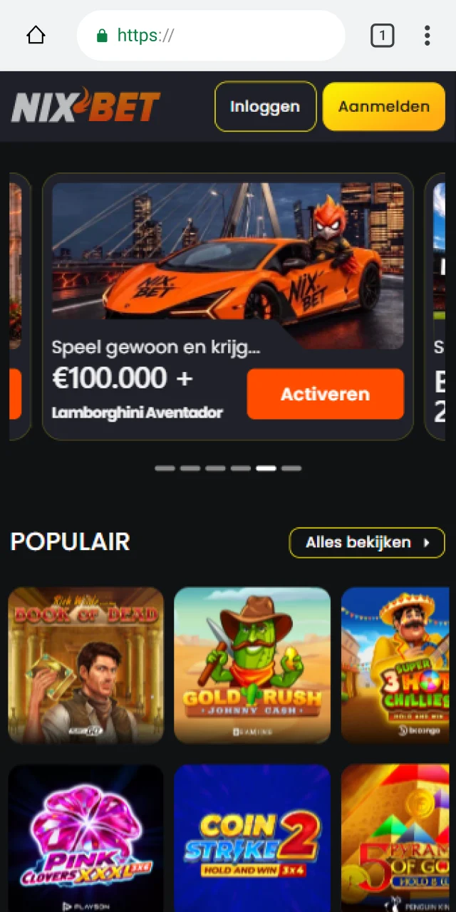 Open de Chrome-browser op je Android-toestel voor de Nixbet app.