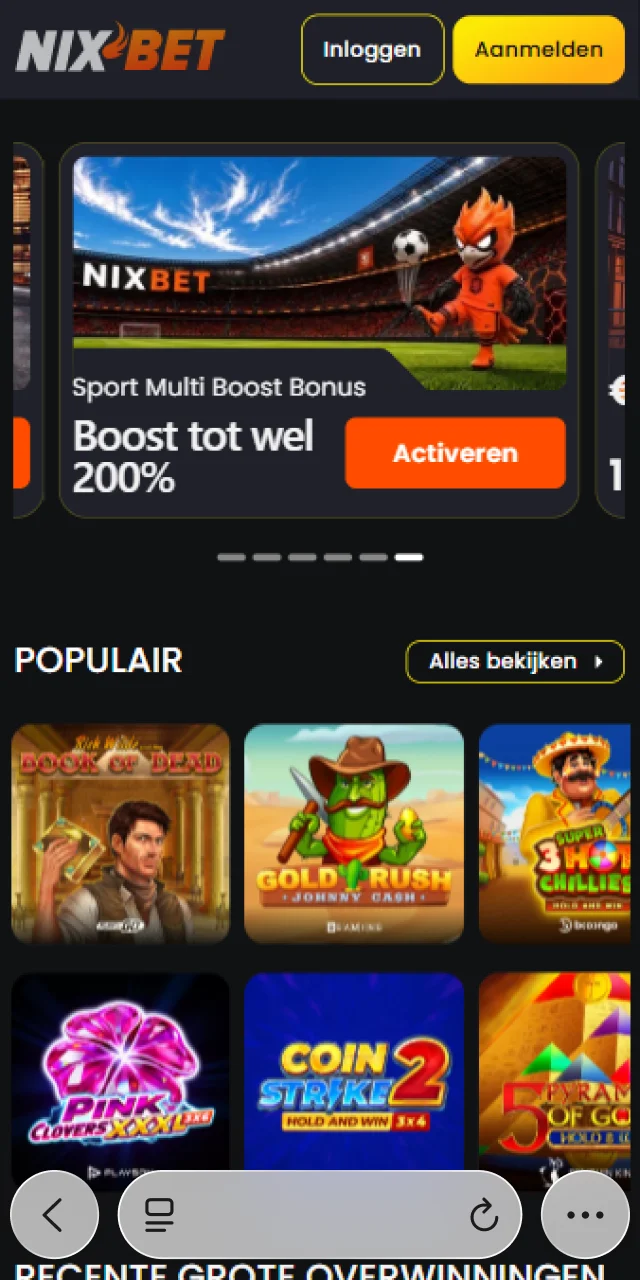 Open de Safari-browser op je iPhone of iPad voor de Nixbet app.