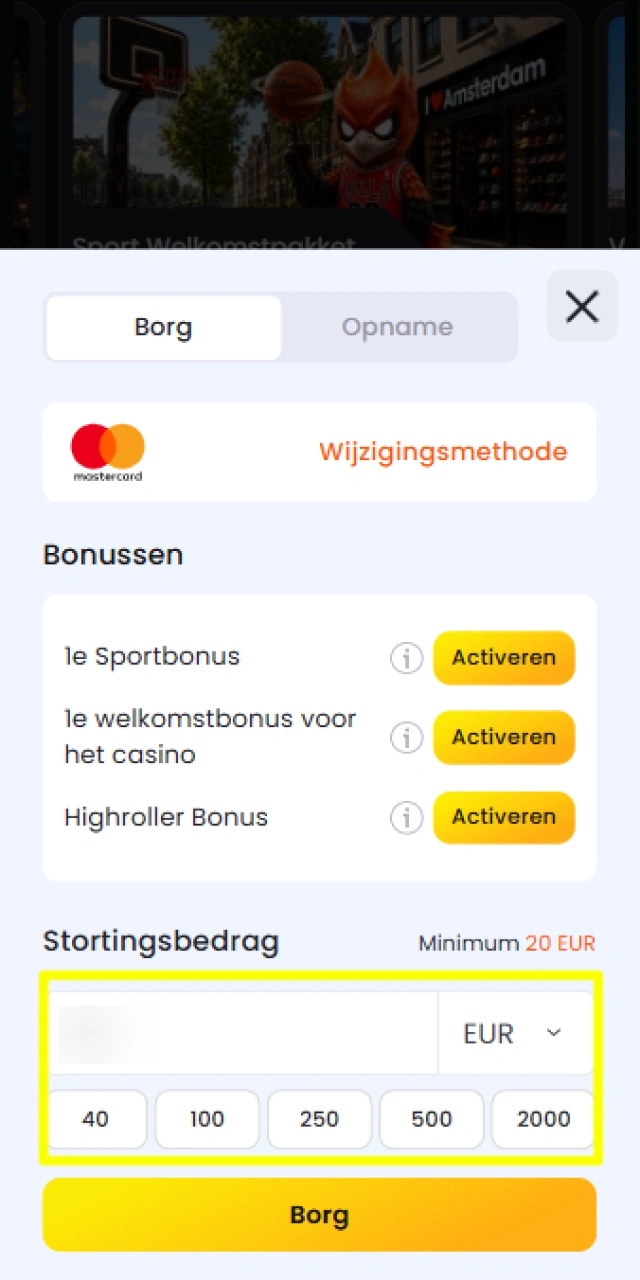 Stort minimaal €25 om de gekozen Nixbet bonus succesvol te activeren.