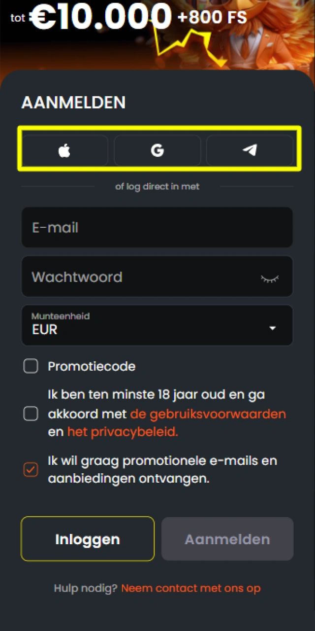 Registreer een nieuw spelersaccount bij Nixbet Casino om te starten.