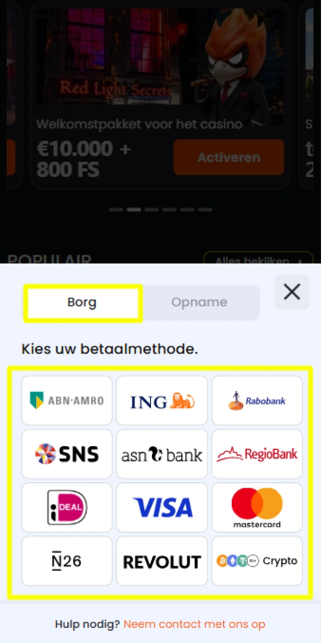 Voer een veilige eerste storting uit via de Kassa op Nixbet.