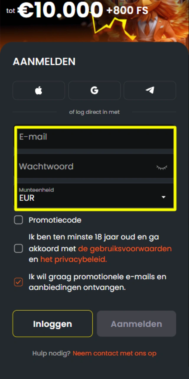 Vul je persoonlijke gegevens in op het registratieformulier van Nixbet.