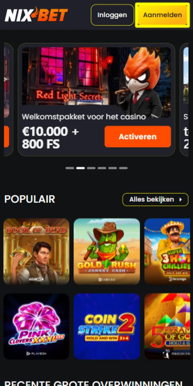 Klik op de registratieknop om een nieuw account aan te maken bij Nixbet.